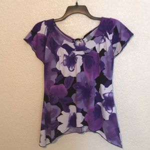 Cato Purple Floral Pattern Blouse
